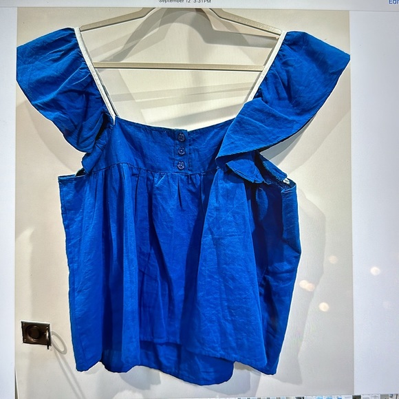 Greylin Heiko Seashell Embroidered Top - Azul Blue - Size XS - Picture 3 of 7